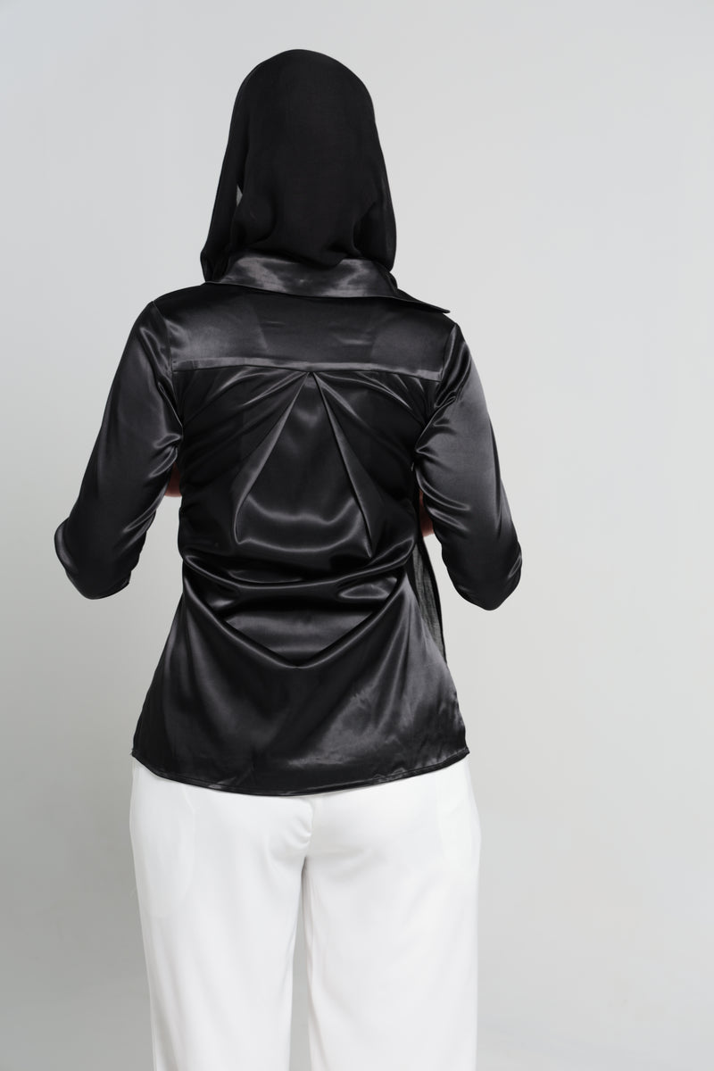 BOTTEGA SATIN SHIRT | BLACK