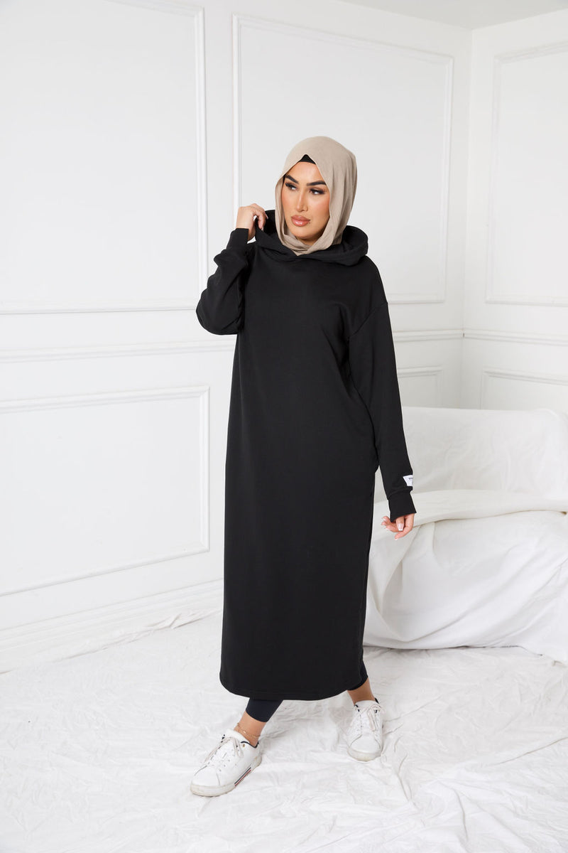 HOODED ROVER SPORTS DRESS | BLACK