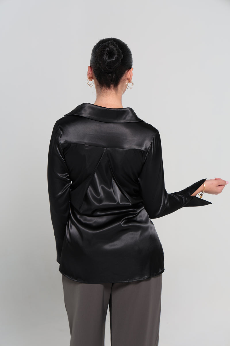 BOTTEGA SATIN SHIRT | BLACK