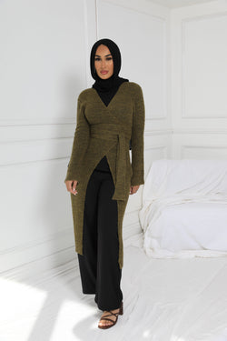 AYLIA KNIT WRAP KHAKI