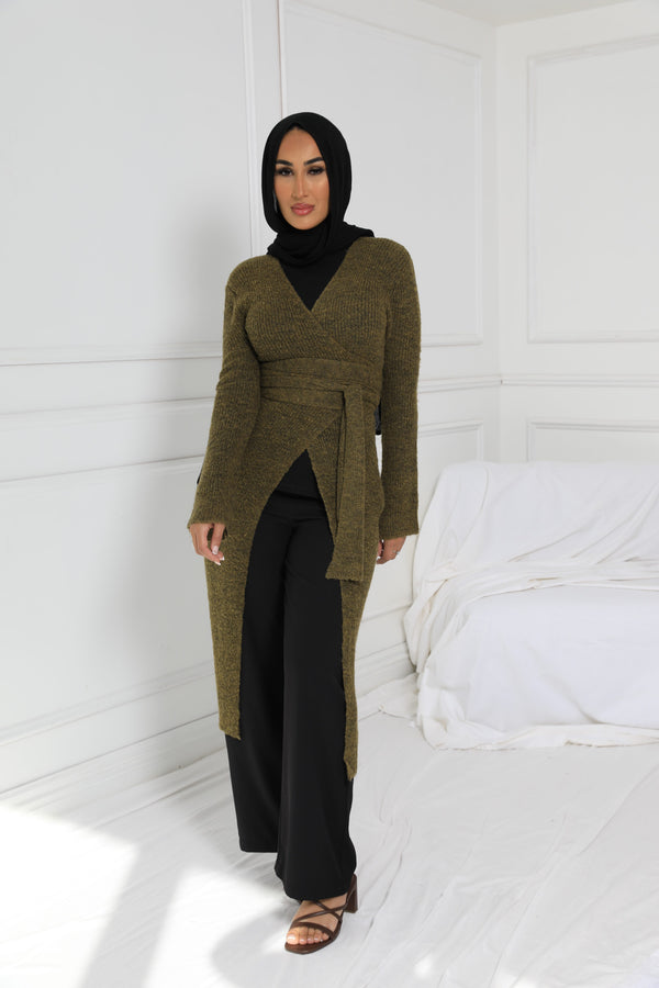 AYLIA KNIT WRAP KHAKI