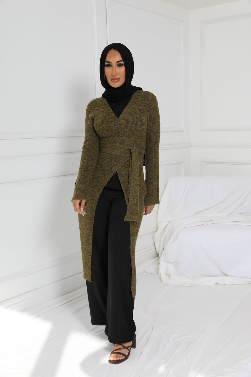 AYLIA KNIT WRAP KHAKI