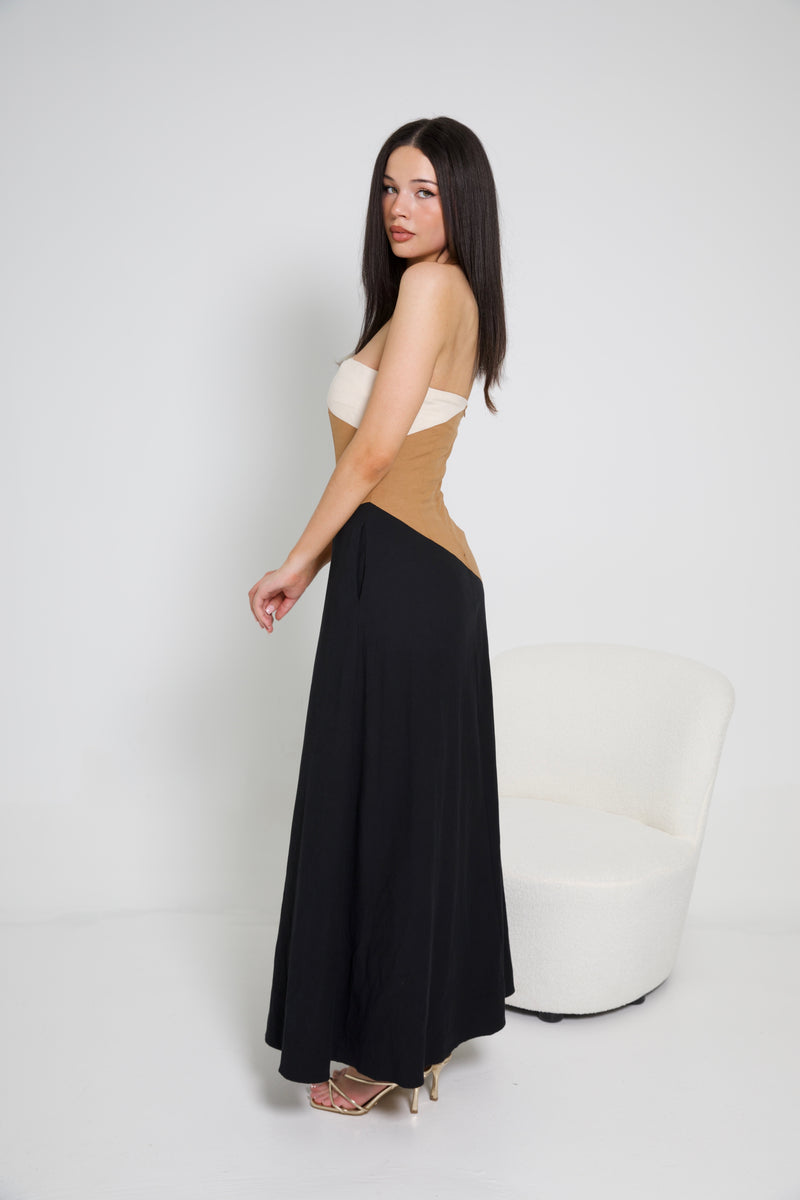 CALISSA MAXI DRESS - CARAMEL MULTI