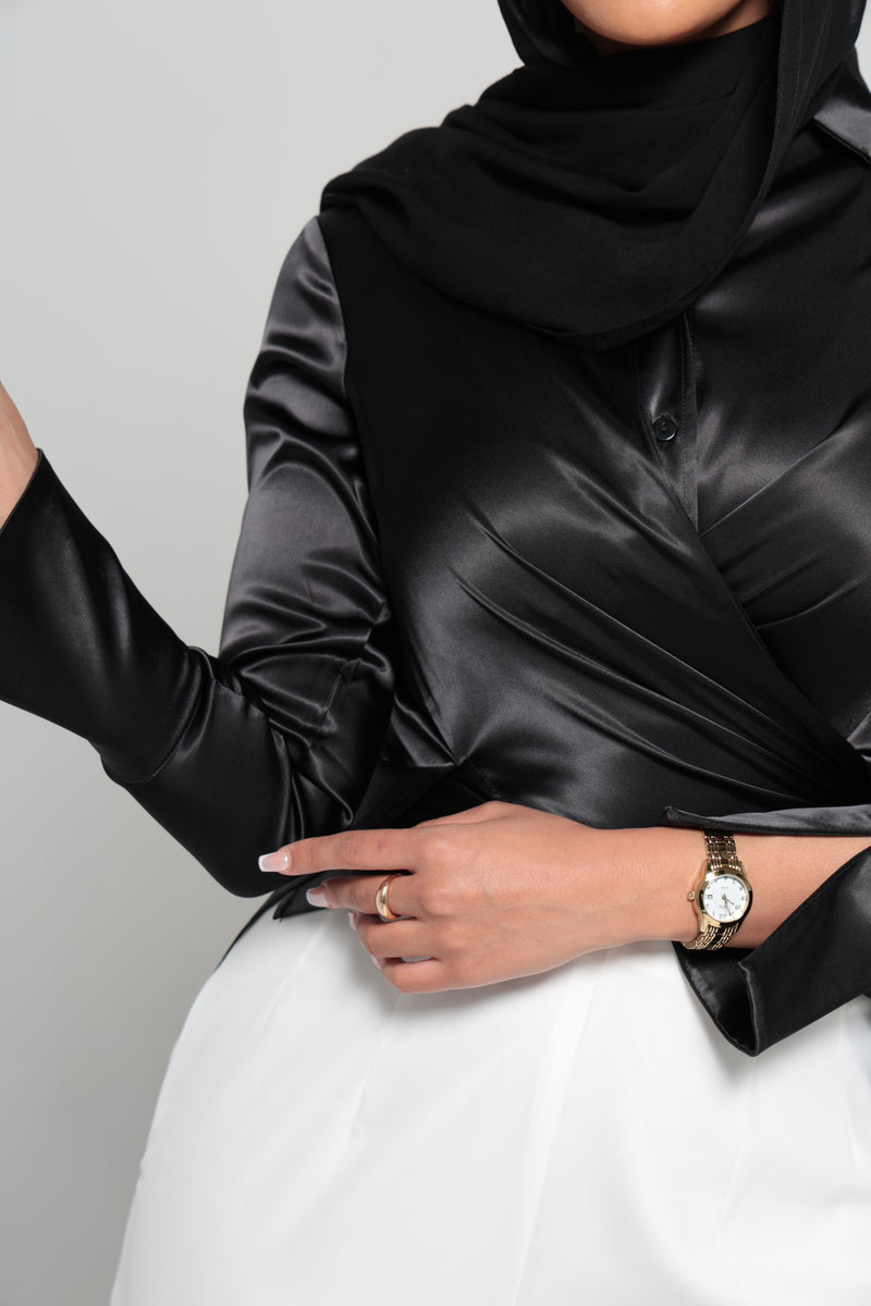 BOTTEGA SATIN SHIRT | BLACK