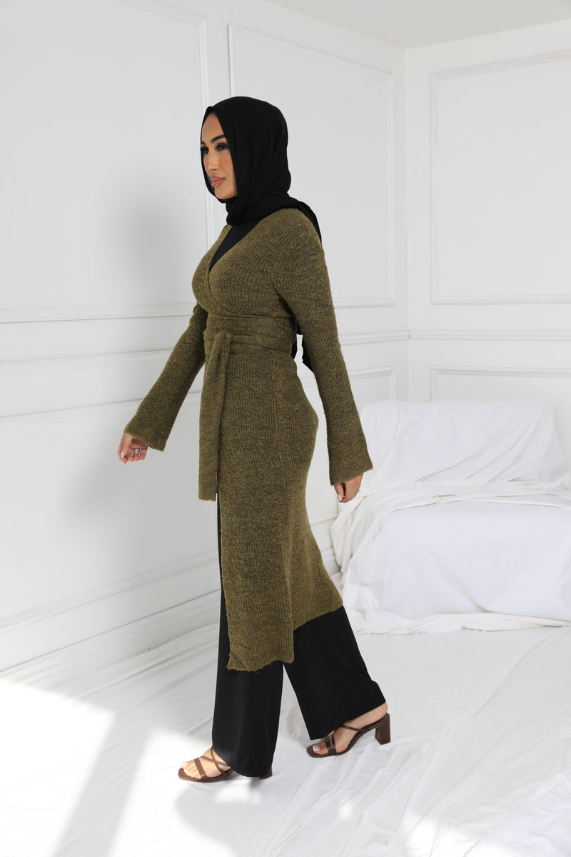 AYLIA KNIT WRAP KHAKI