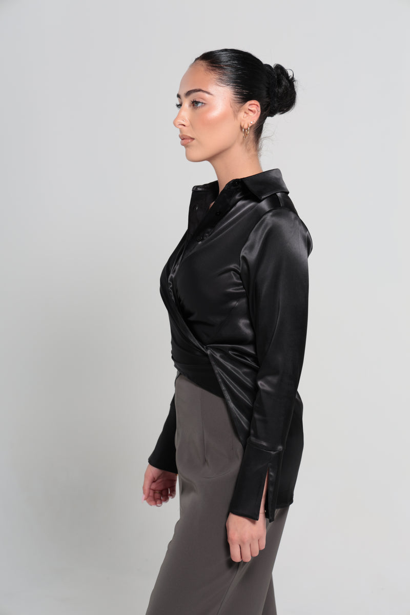 BOTTEGA SATIN SHIRT | BLACK