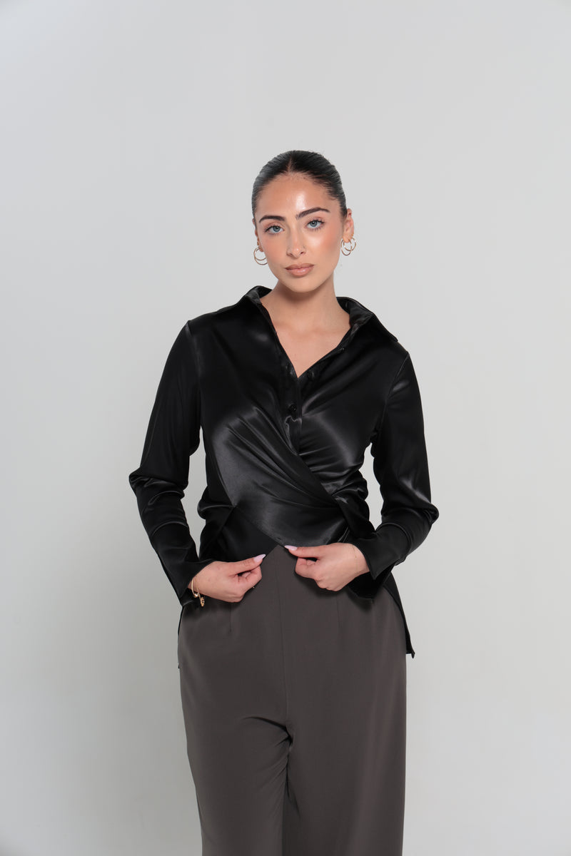 BOTTEGA SATIN SHIRT | BLACK