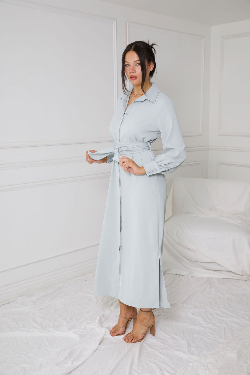 LA RENTA SHIRT DRESS | STONE BLUE