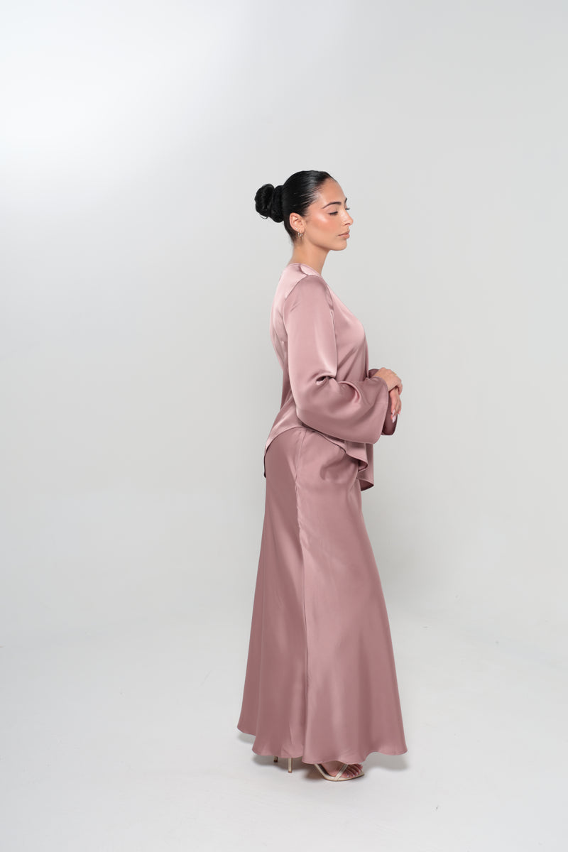 INDULGENCE SATIN MAXI SKIRT | ROSE