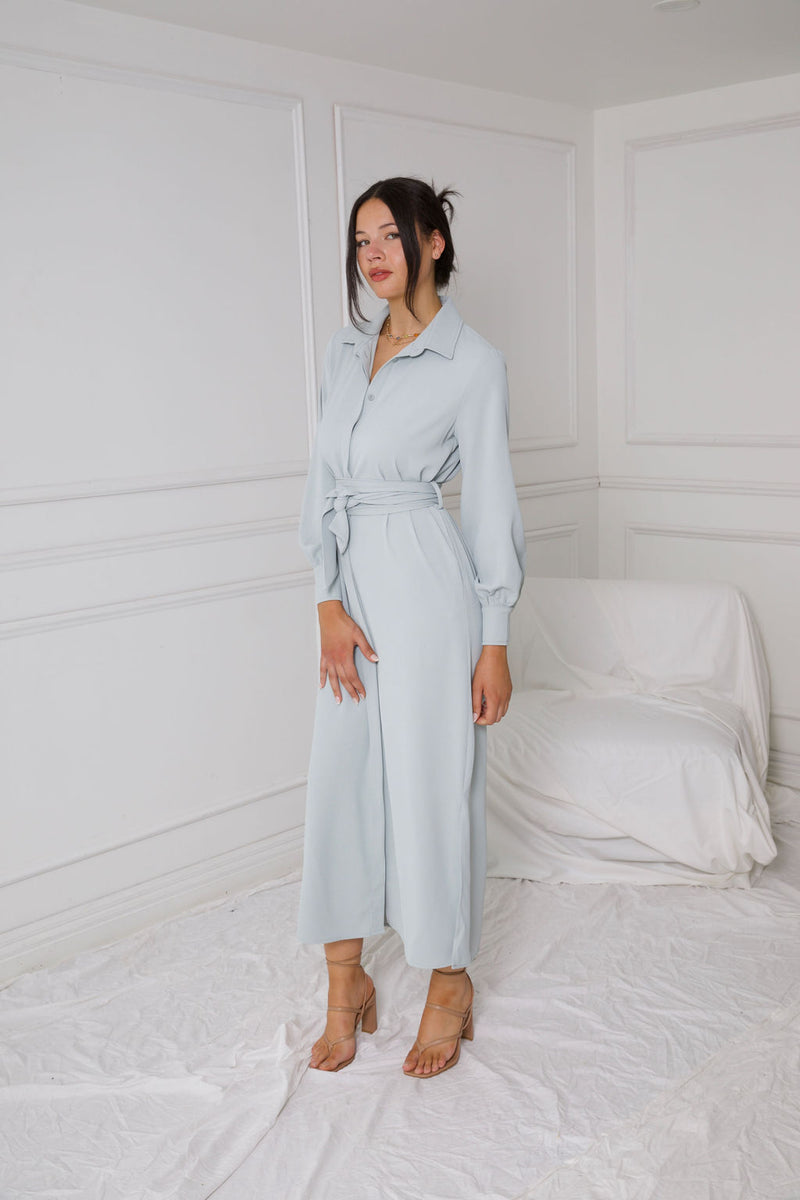 LA RENTA SHIRT DRESS | STONE BLUE