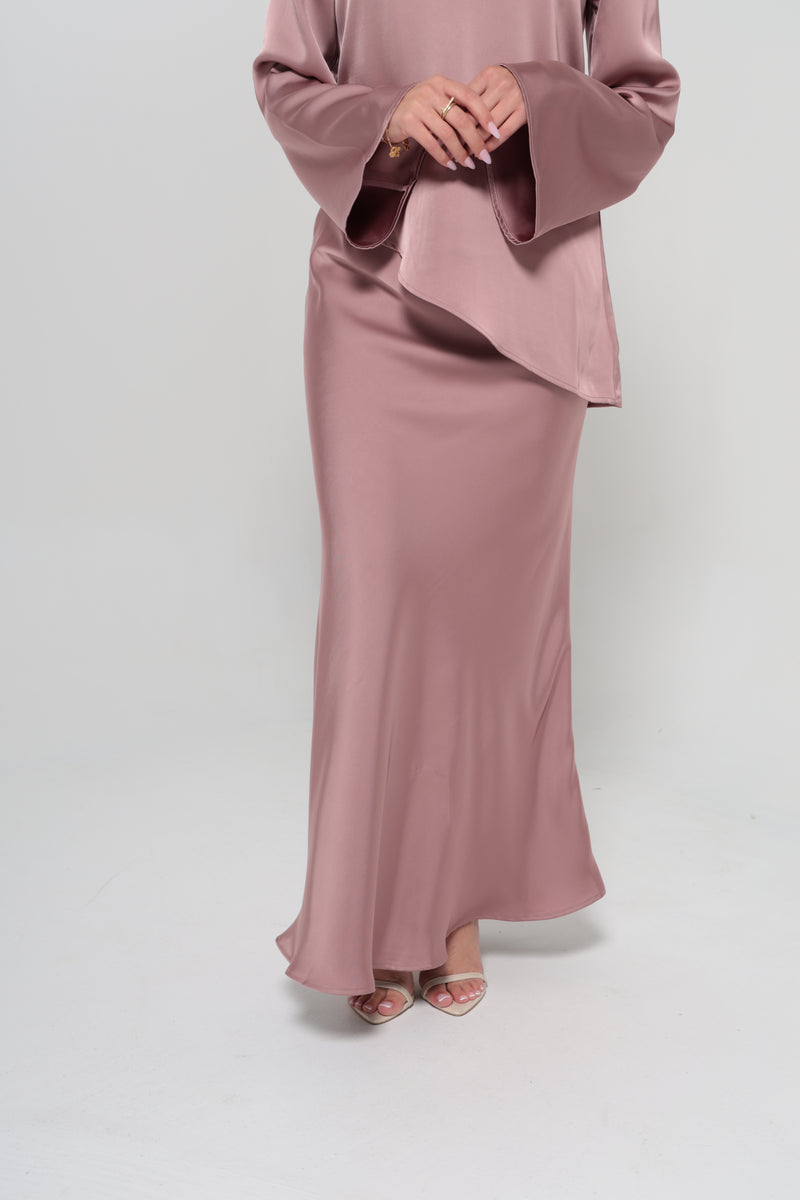 INDULGENCE SATIN MAXI SKIRT | ROSE