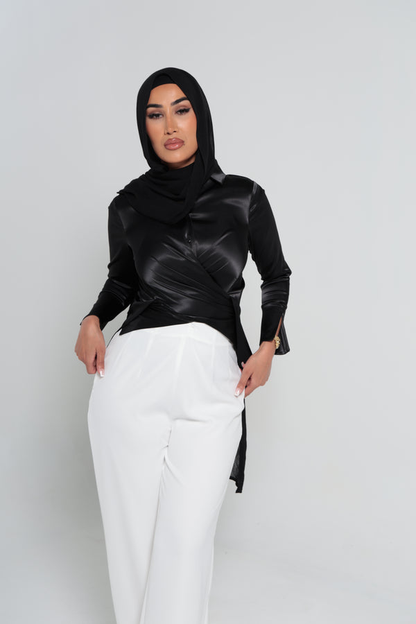 BOTTEGA SATIN SHIRT | BLACK