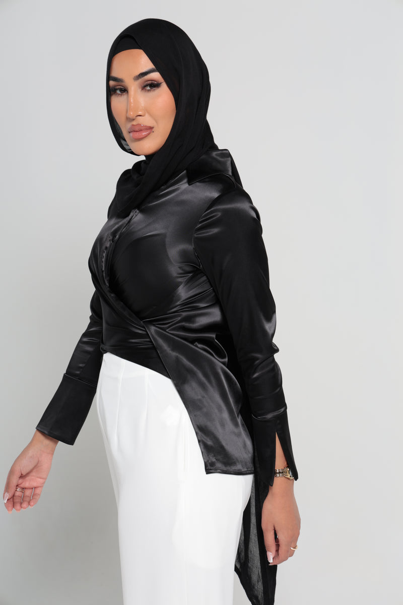 BOTTEGA SATIN SHIRT | BLACK