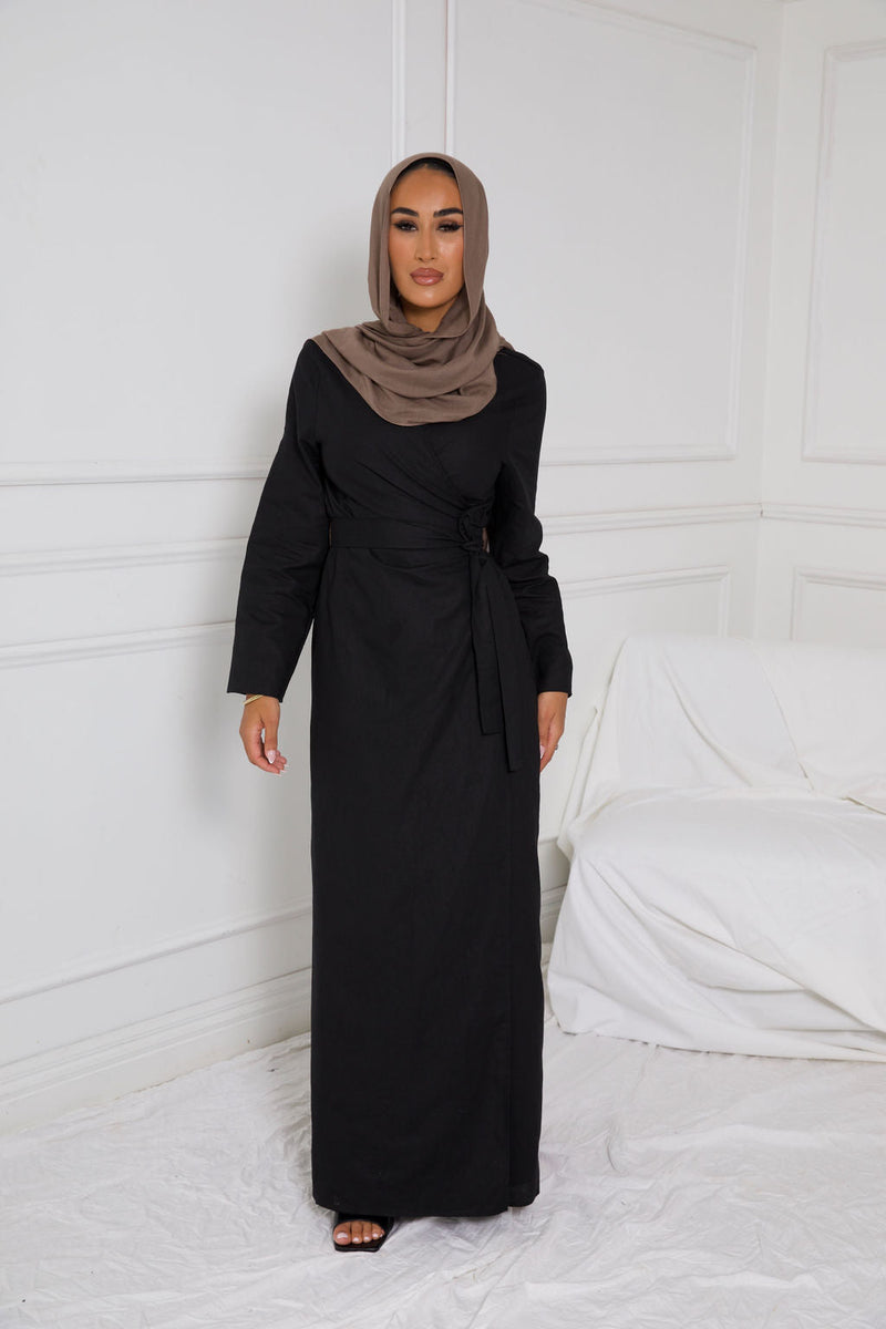 SAKINA WRAP DRESS | BLACK