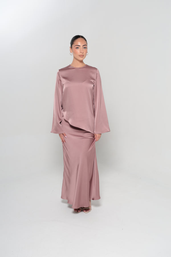 INDULGENCE SATIN MAXI SKIRT | ROSE