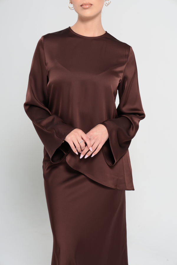 INDULGENCE ASSYMETRICAL TOP | CHOCOLATE