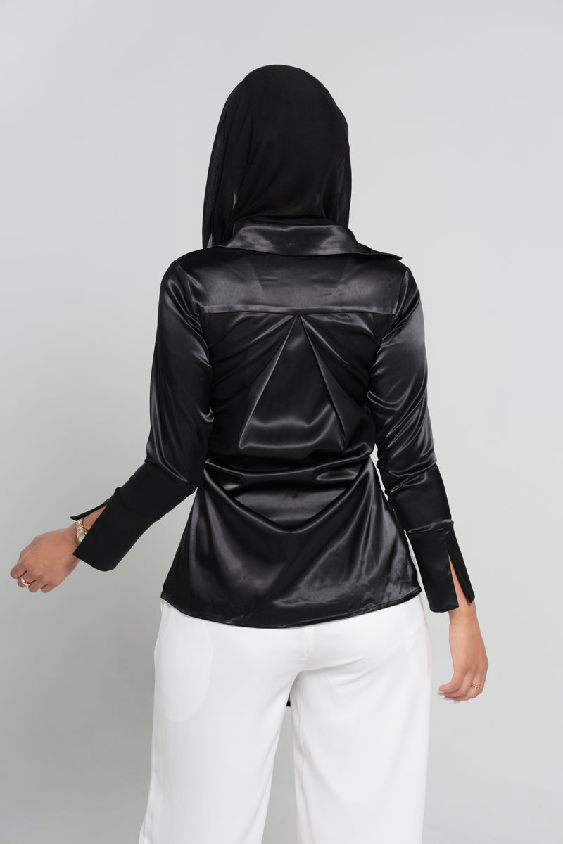 BOTTEGA SATIN SHIRT | BLACK