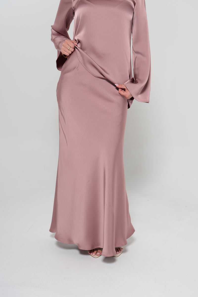 INDULGENCE SATIN MAXI SKIRT | ROSE