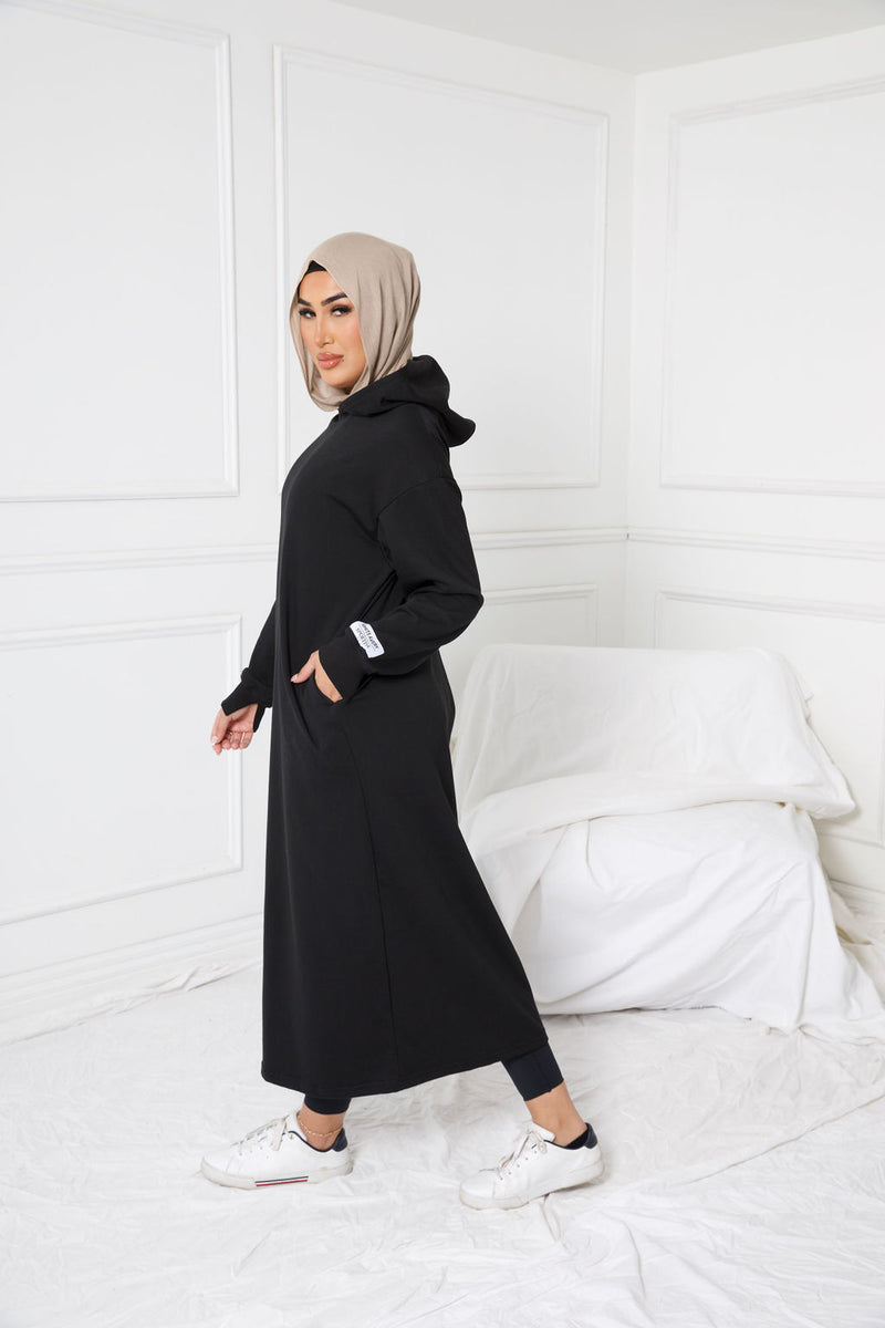 HOODED ROVER SPORTS DRESS | BLACK