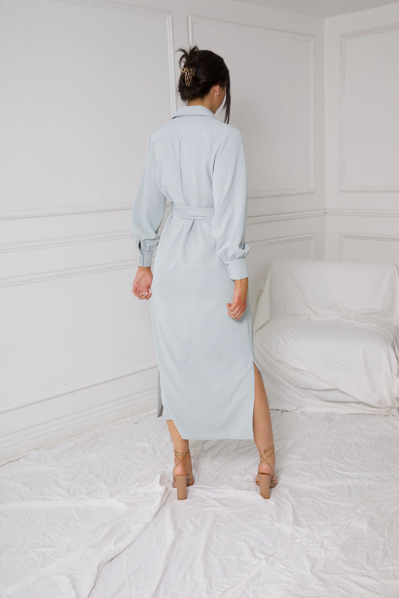 LA RENTA SHIRT DRESS | STONE BLUE