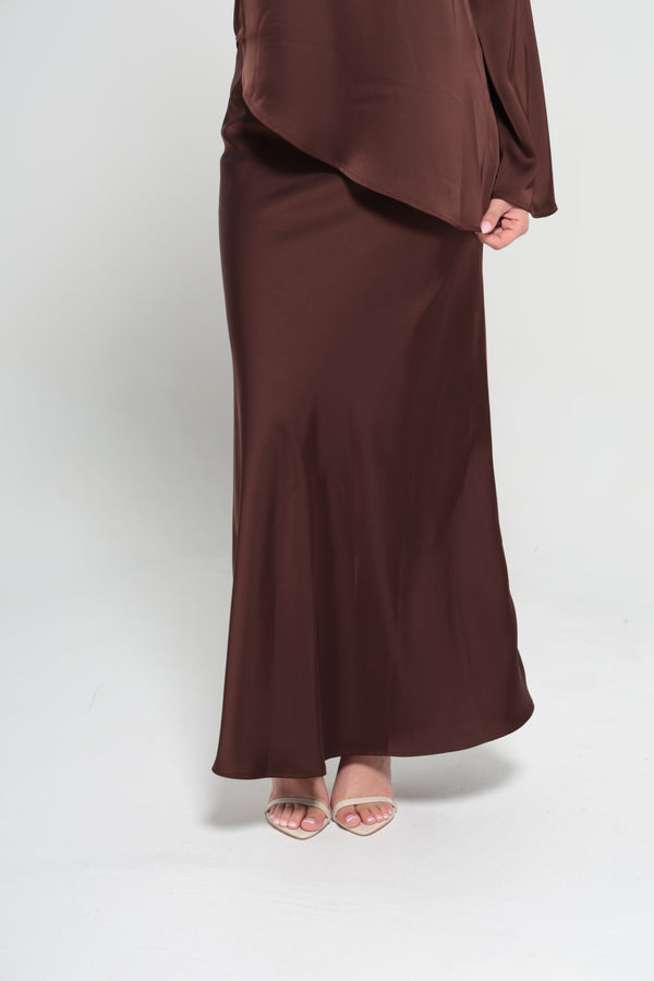 INDULGENCE SATIN MAXI SKIRT  | CHOCOLATE