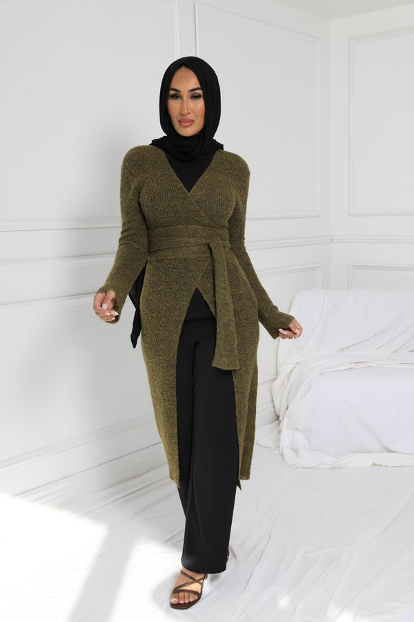 AYLIA KNIT WRAP KHAKI