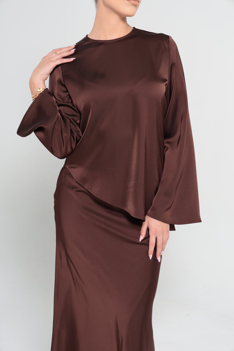 INDULGENCE ASSYMETRICAL TOP | CHOCOLATE