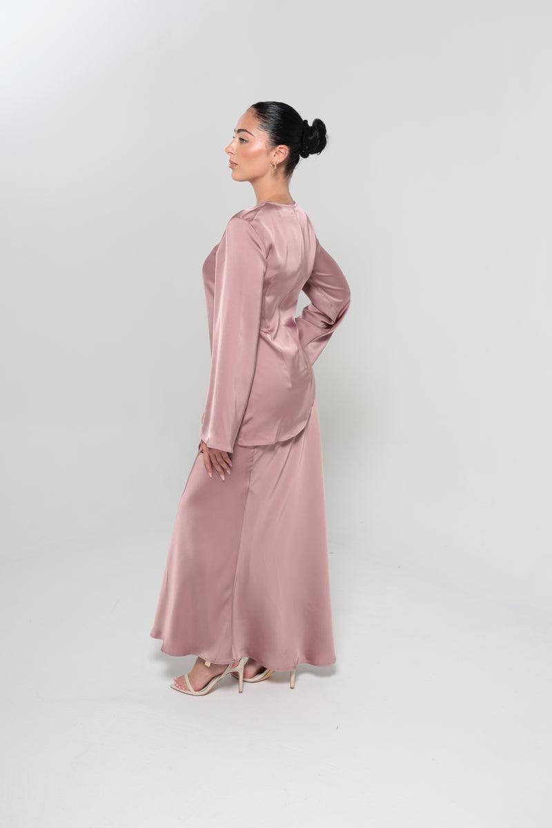 INDULGENCE SATIN MAXI SKIRT | ROSE