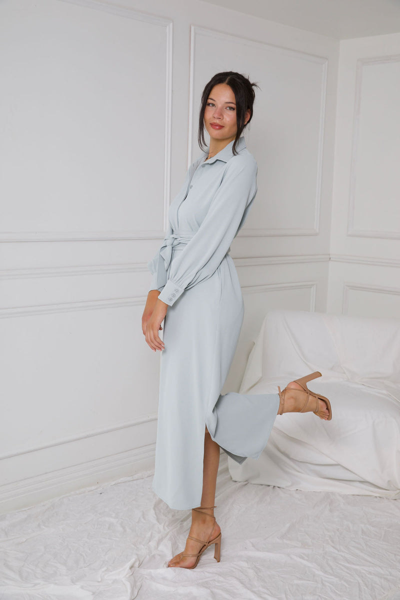 LA RENTA SHIRT DRESS | STONE BLUE