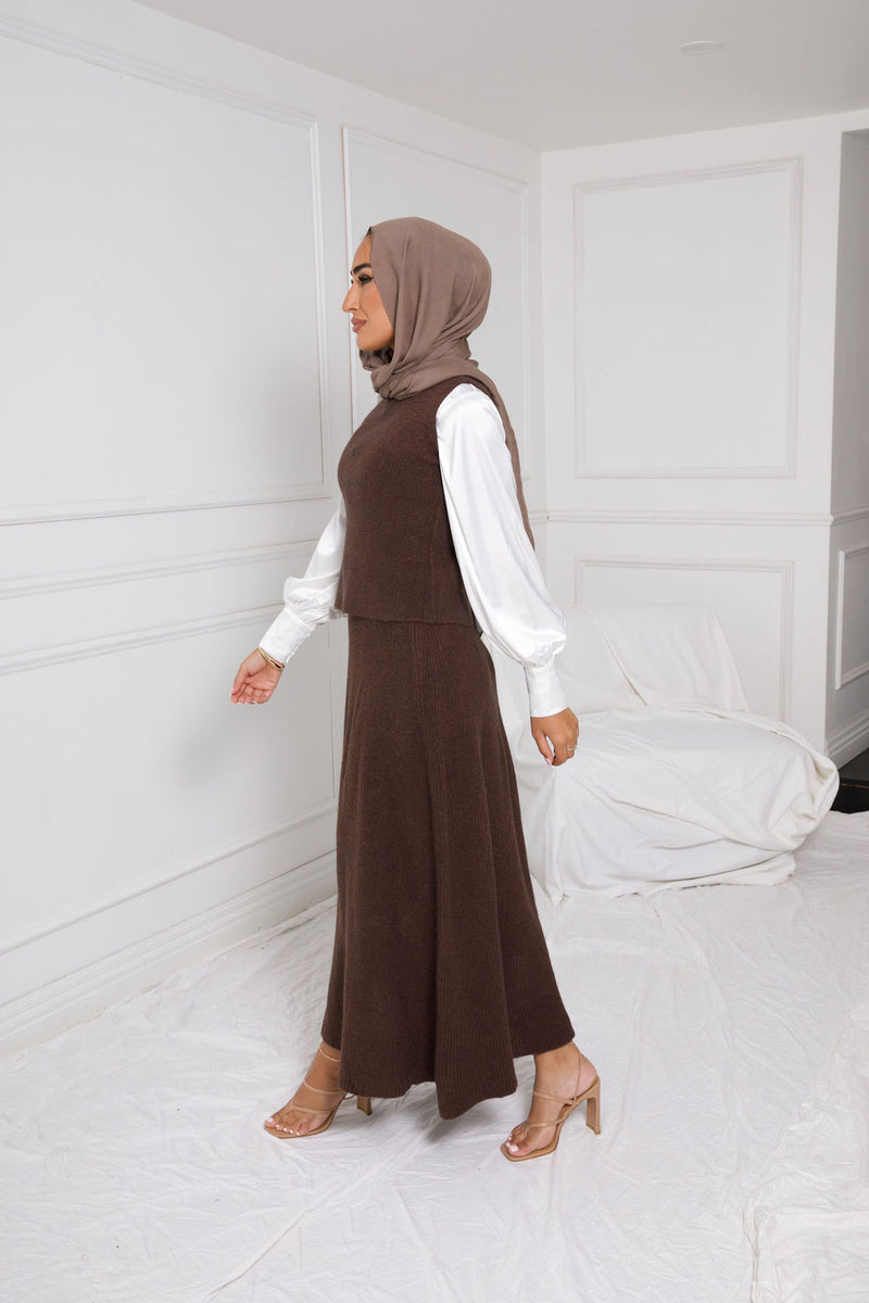 EDEN SKIRT KNIT SET | BROWN