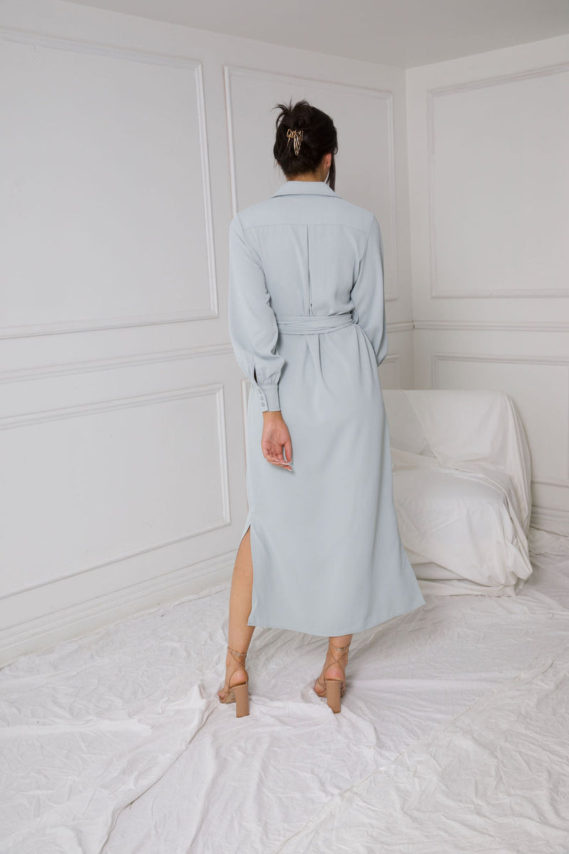 LA RENTA SHIRT DRESS | STONE BLUE