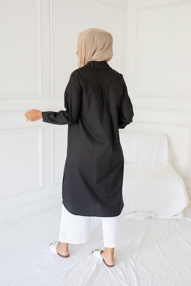 SIBEL LINEN SHIRT | BLACK