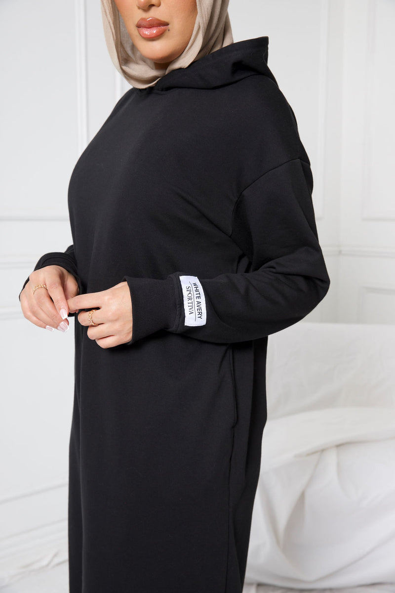 HOODED ROVER SPORTS DRESS | BLACK