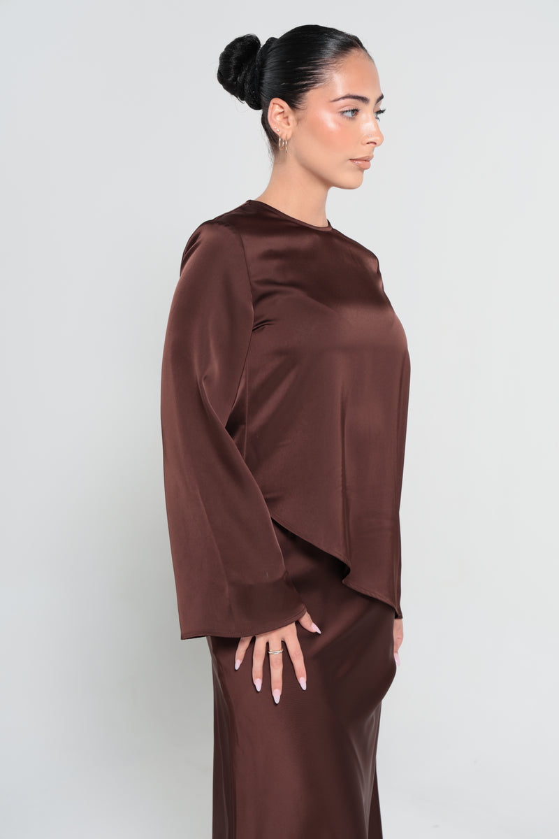 INDULGENCE ASSYMETRICAL TOP | CHOCOLATE
