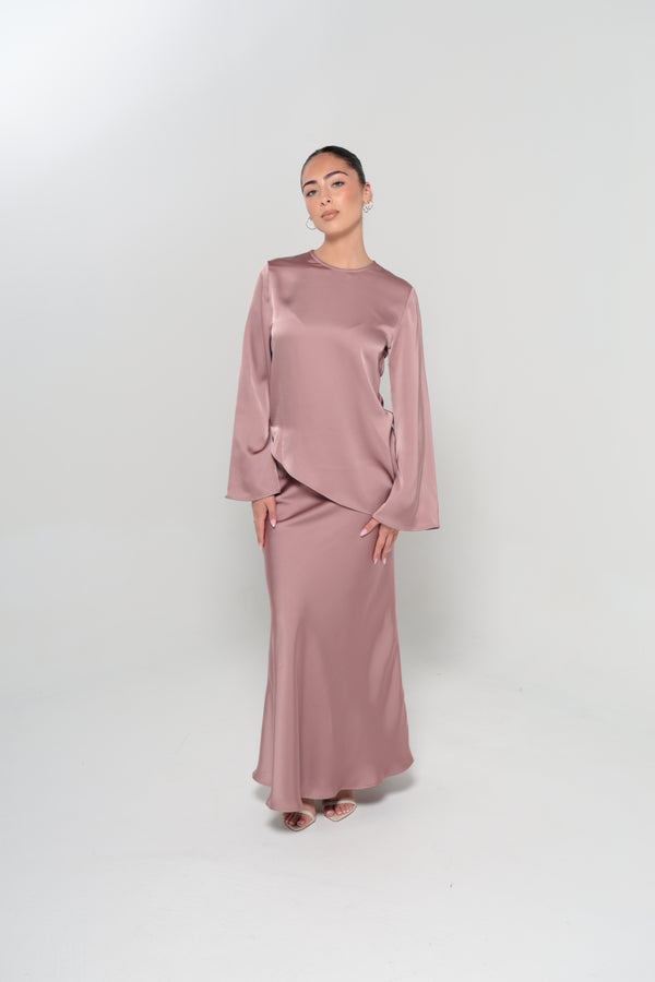 INDULGENCE SATIN MAXI SKIRT | ROSE
