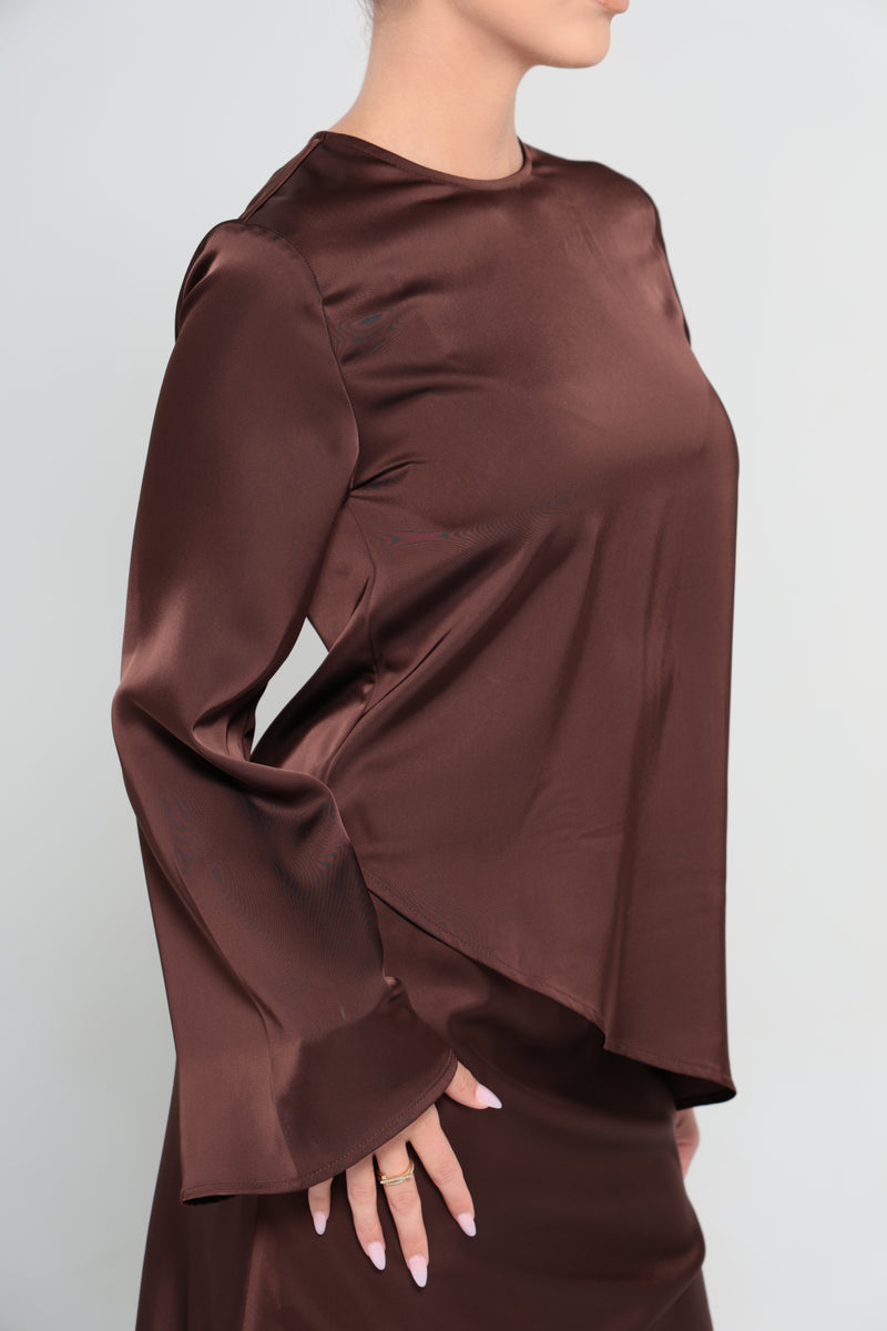 INDULGENCE ASSYMETRICAL TOP | CHOCOLATE