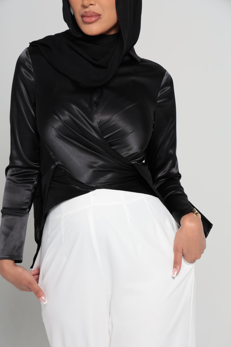 BOTTEGA SATIN SHIRT | BLACK