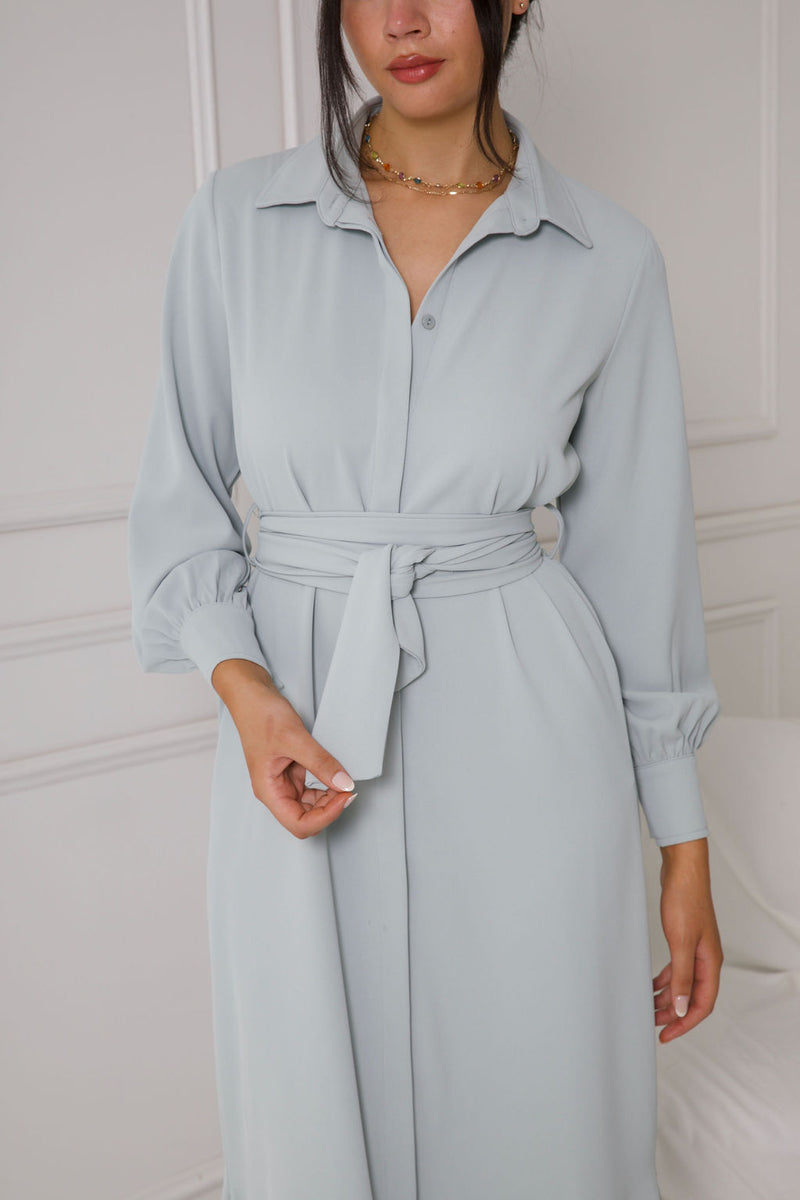 LA RENTA SHIRT DRESS | STONE BLUE