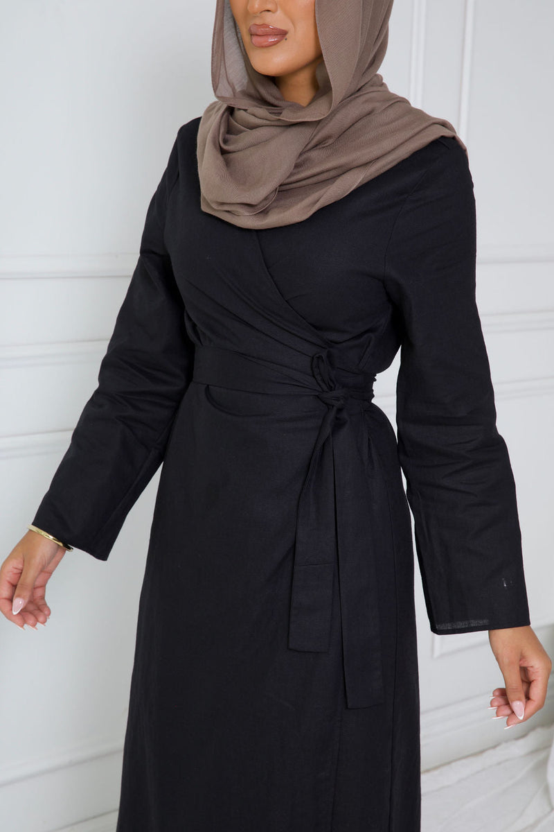 SAKINA WRAP DRESS | BLACK