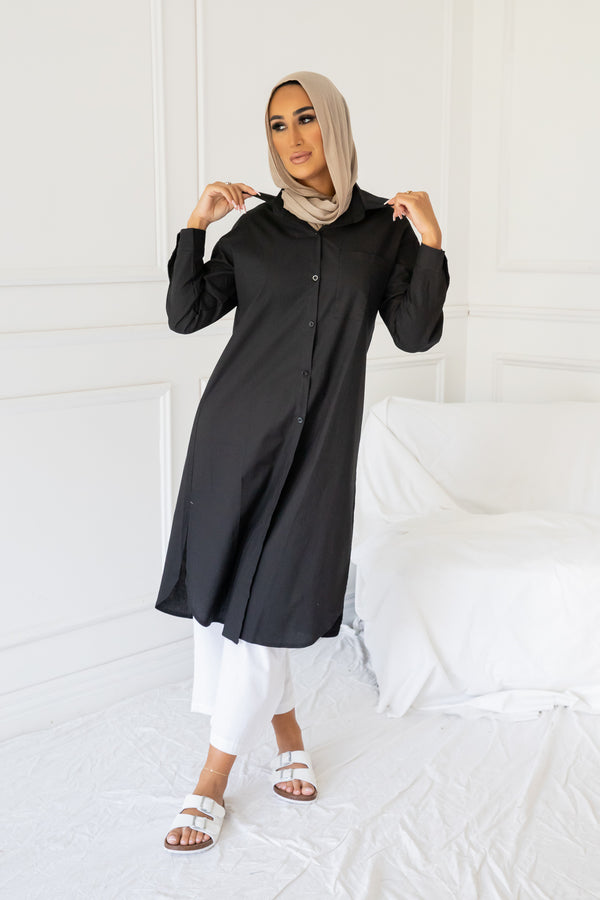 SIBEL LINEN SHIRT | BLACK