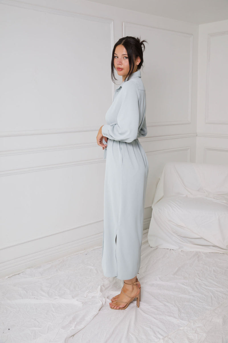 LA RENTA SHIRT DRESS | STONE BLUE