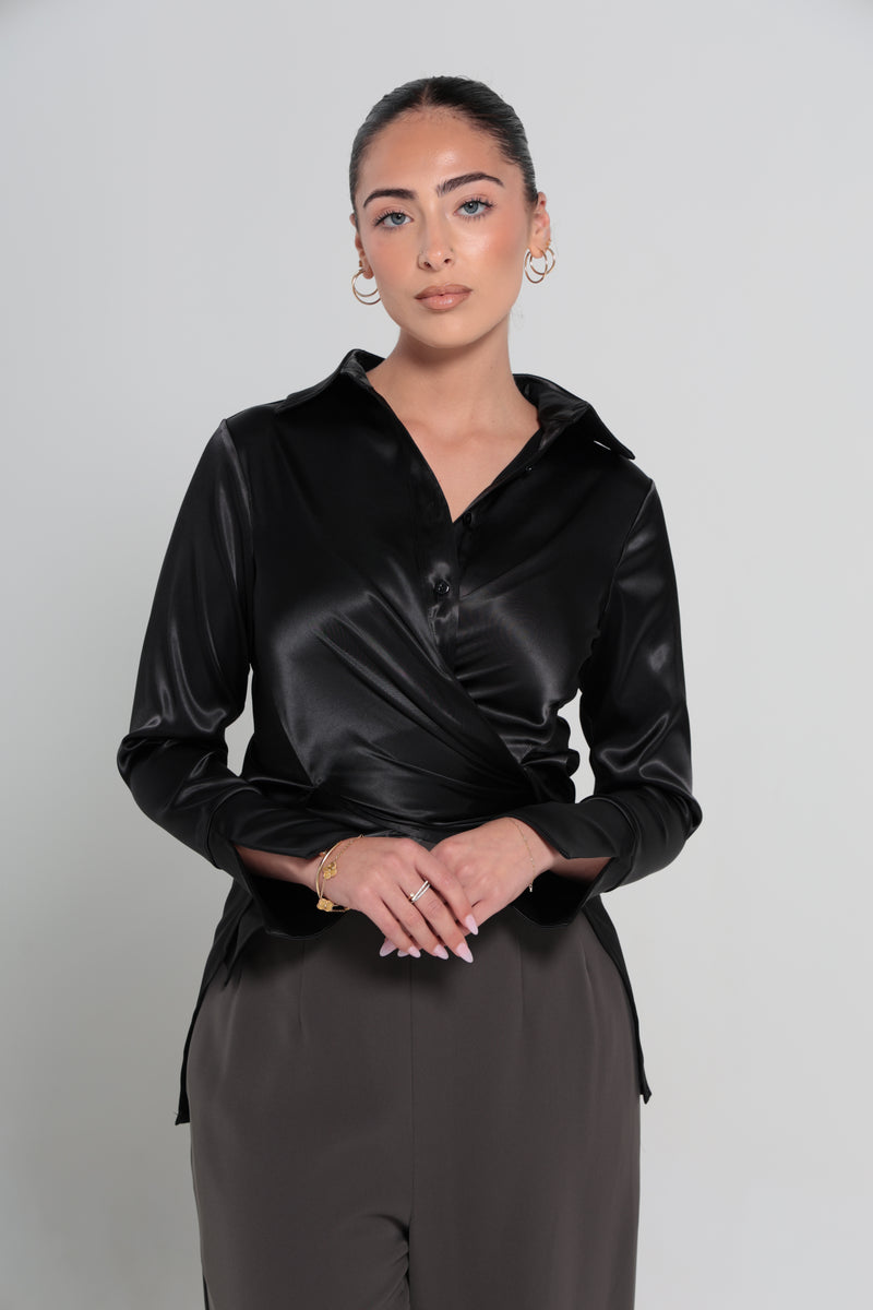 BOTTEGA SATIN SHIRT | BLACK