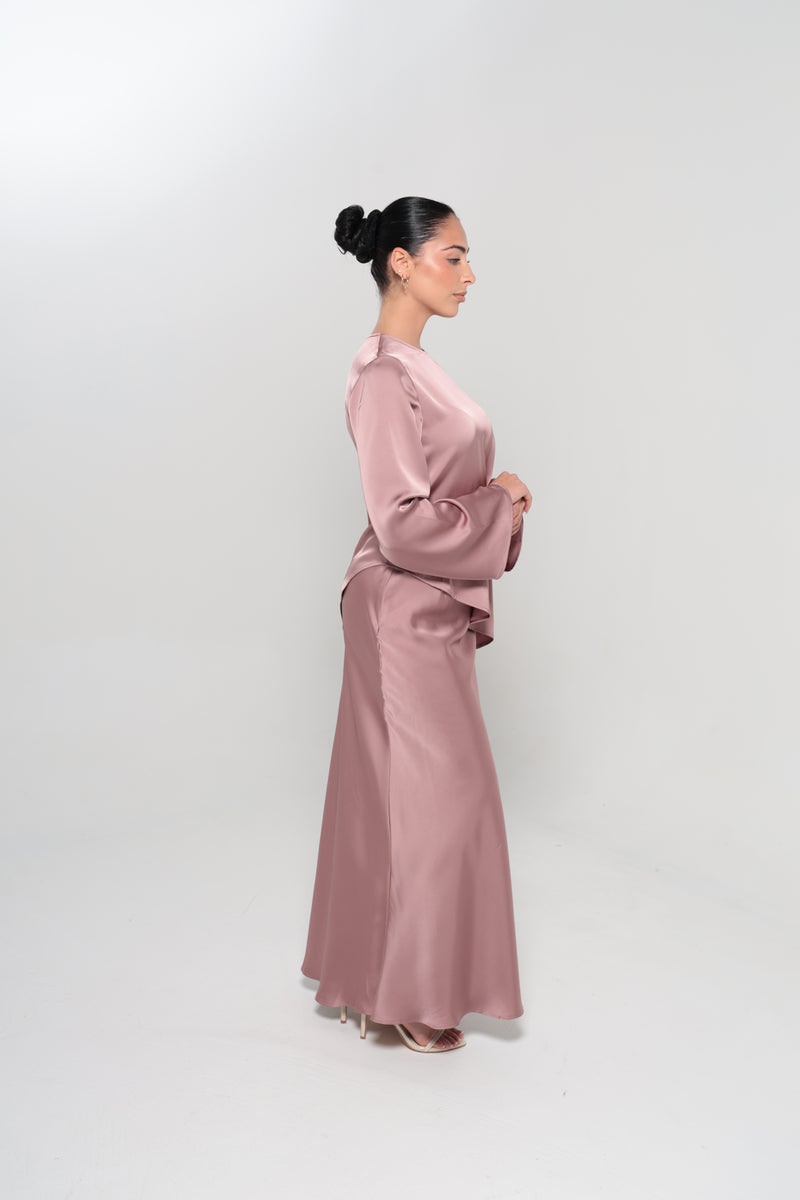 INDULGENCE SATIN MAXI SKIRT | ROSE