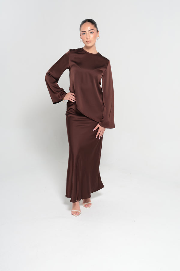 INDULGENCE ASSYMETRICAL TOP | CHOCOLATE