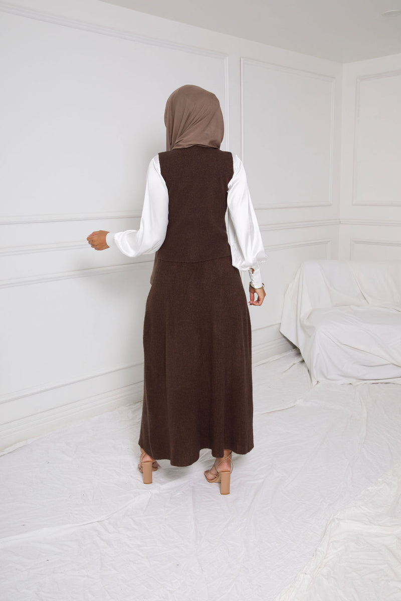 EDEN SKIRT KNIT SET | BROWN