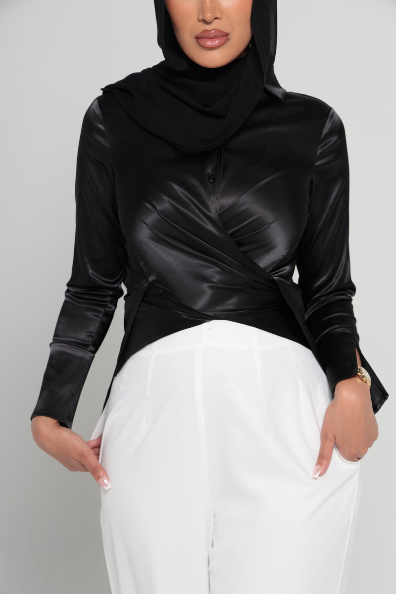BOTTEGA SATIN SHIRT | BLACK