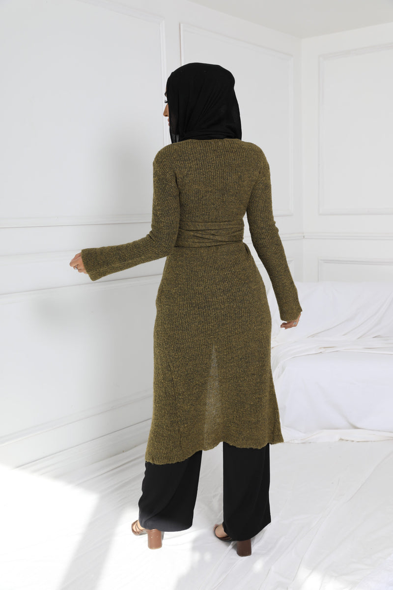AYLIA KNIT WRAP KHAKI