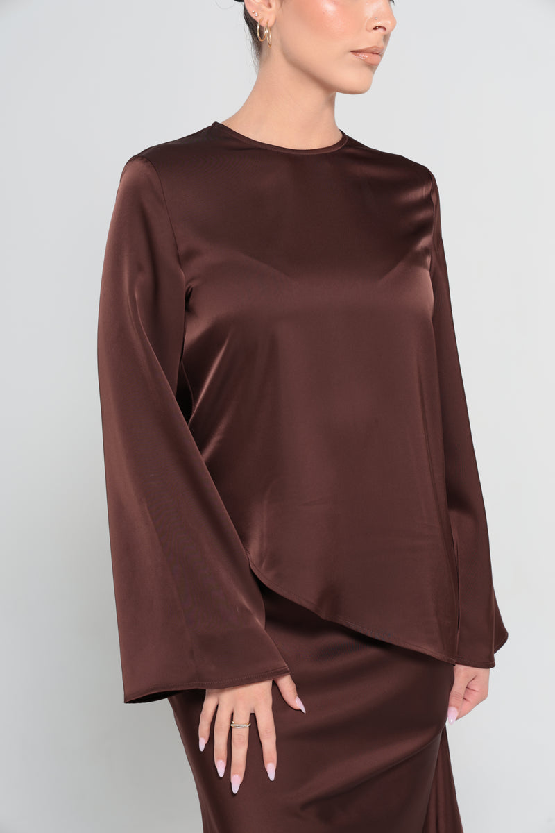INDULGENCE ASSYMETRICAL TOP | CHOCOLATE