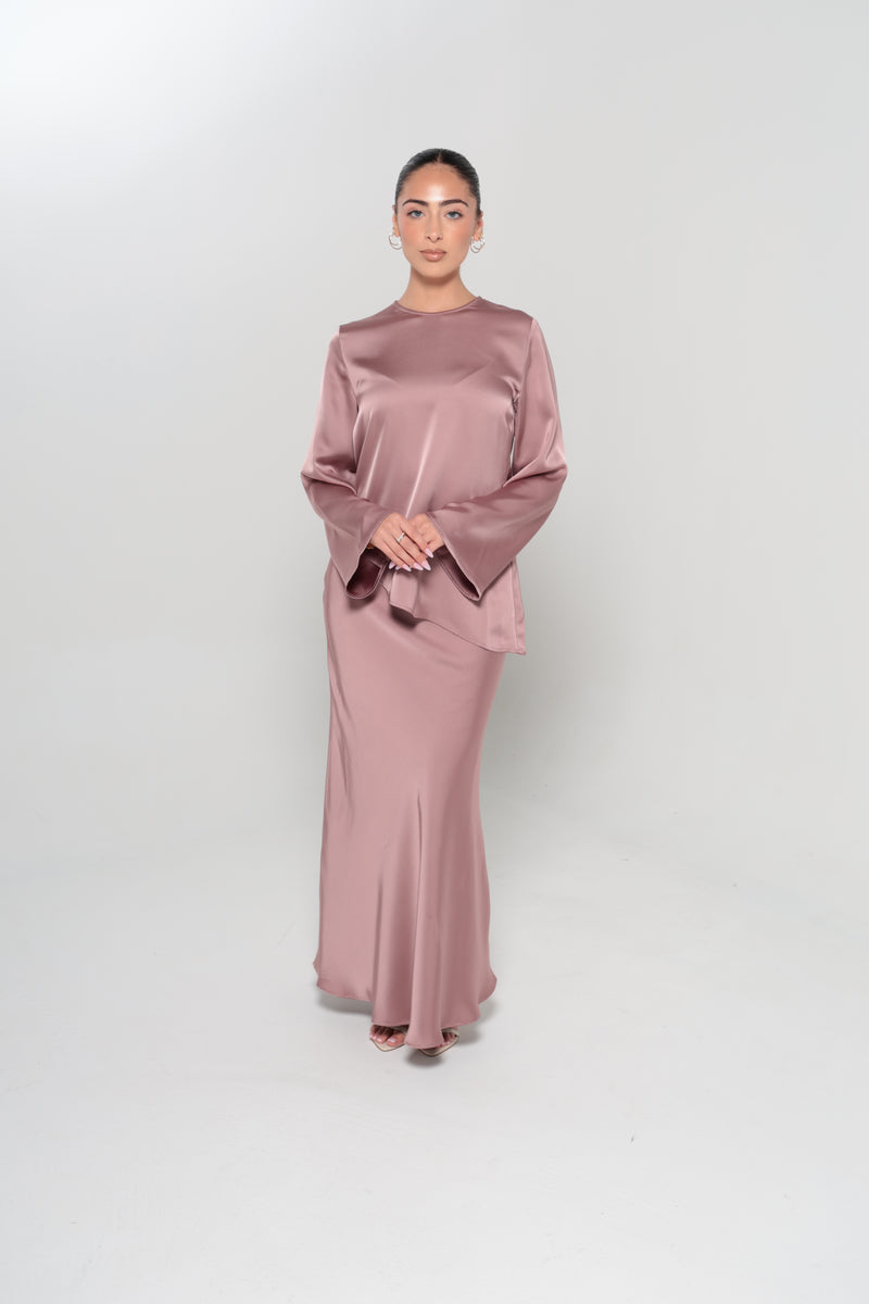 INDULGENCE SATIN MAXI SKIRT | ROSE