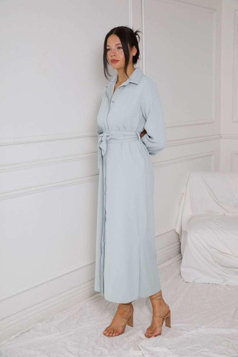 LA RENTA SHIRT DRESS | STONE BLUE